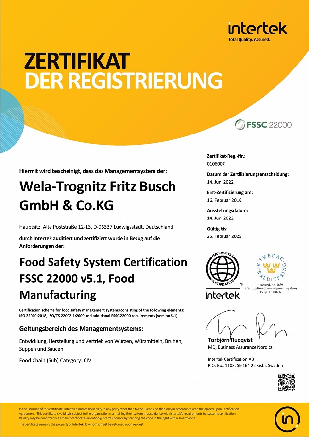 Wela Trognitz Intertek-Zertifikat-FSSC-22000-V5